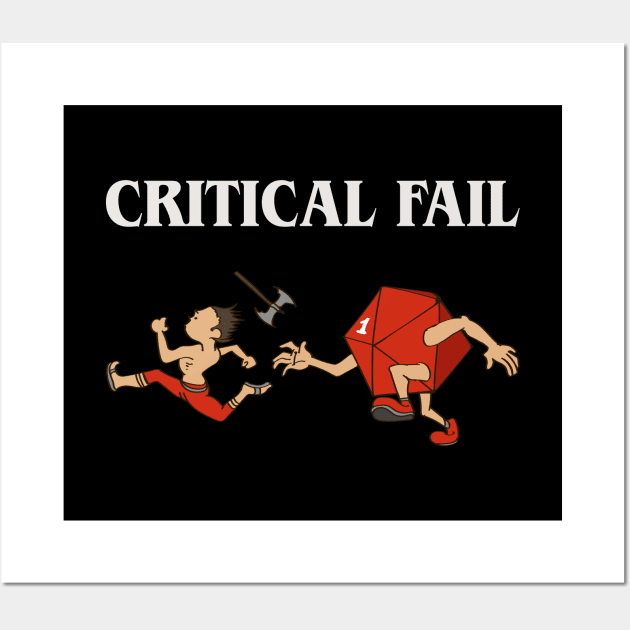 Critical Fail Running from D20 Dice Tabletop RPG Wall Art by pixeptional